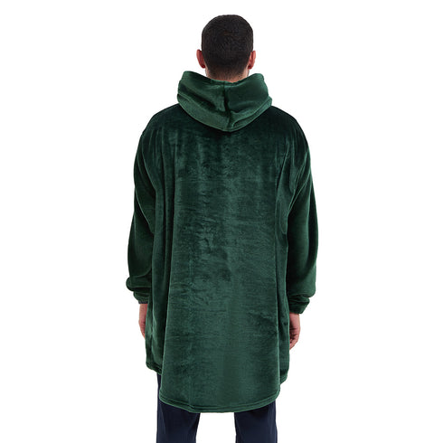 Snuggs Blanket Hoodie Dark Green Christmas Deer Pocket